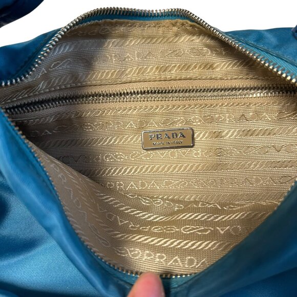 Prada Women's Handbag Blue Nylon Shoulder Purse - Picture 4 of 9